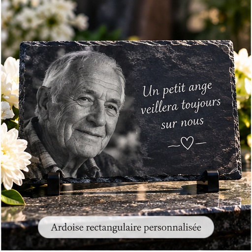 Ardoise rectangulaire personnalisée avec photo pour hommage et souvenir